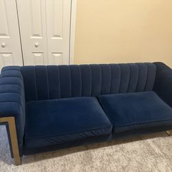 Beautiful Blue Velvet Sofa