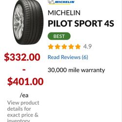 Michelin Pilot Sport 4S  275/40ZR19 Mustang