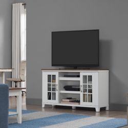 47” White & Wood Entertainment Stand