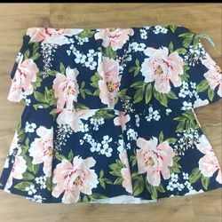 Kona Sol Floral Top Bikini Ruffle