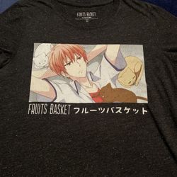 Fruits Basket Women's M Tee Kyo Sohma Graphic Print Dark Gray Anime