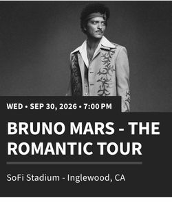 Bruno mars tickets - Wednesday,  September 30