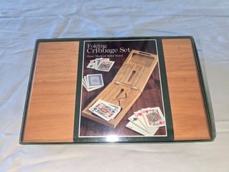 Folding Solid Wood Cribbage Board Set – Boxed