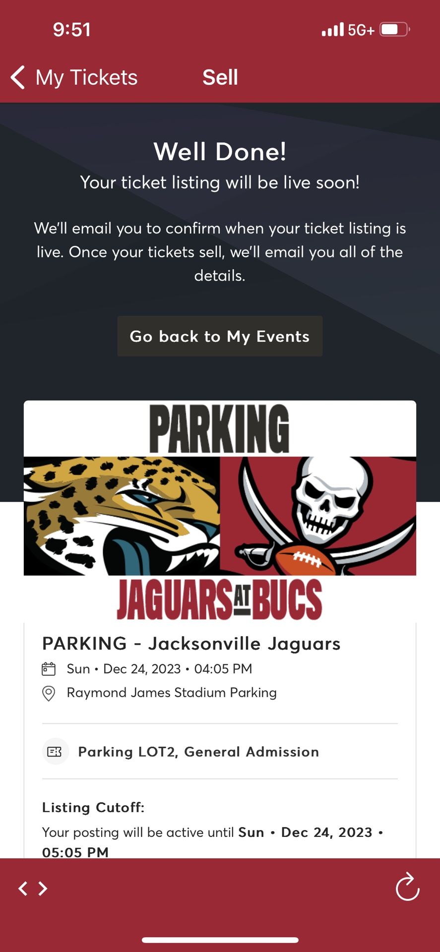 Tampa Bay Buccaneers Vs Jacksonville Jaguars PARKING