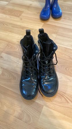 Black Lace-Up Sparkly Combat Boots girls size 4