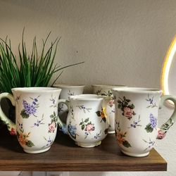 PRINCESS HOUSE VINTAGE GARDEN MUGS AND CREAMER JAR