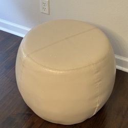 Cream Faux Leather Ottoman