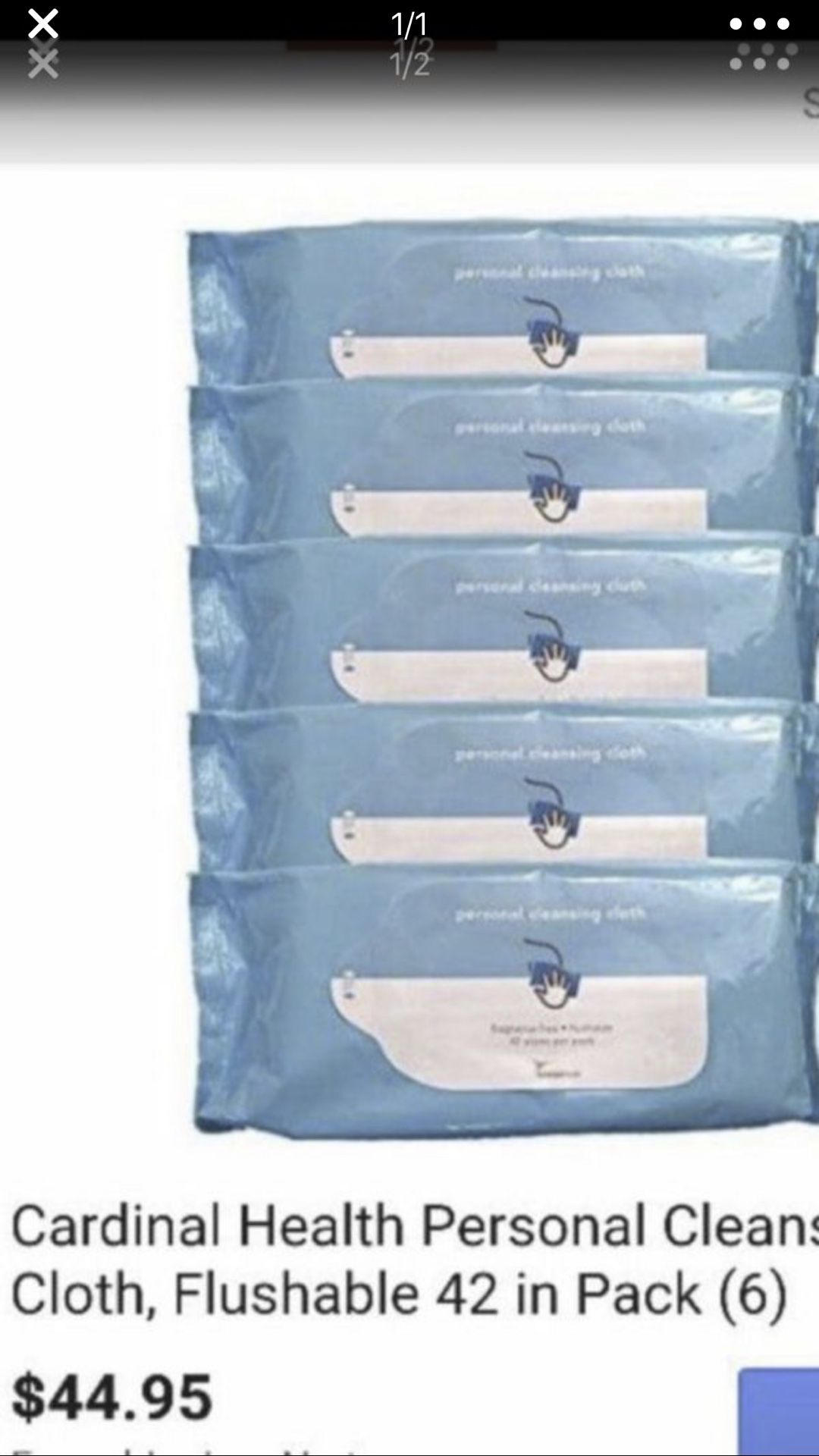 Cardinal health personal clean wipes 6 pack for $20