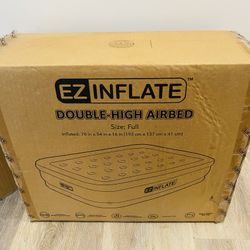 EZ Inflate Full Air Mattress Double-High w/ Built-In Pump