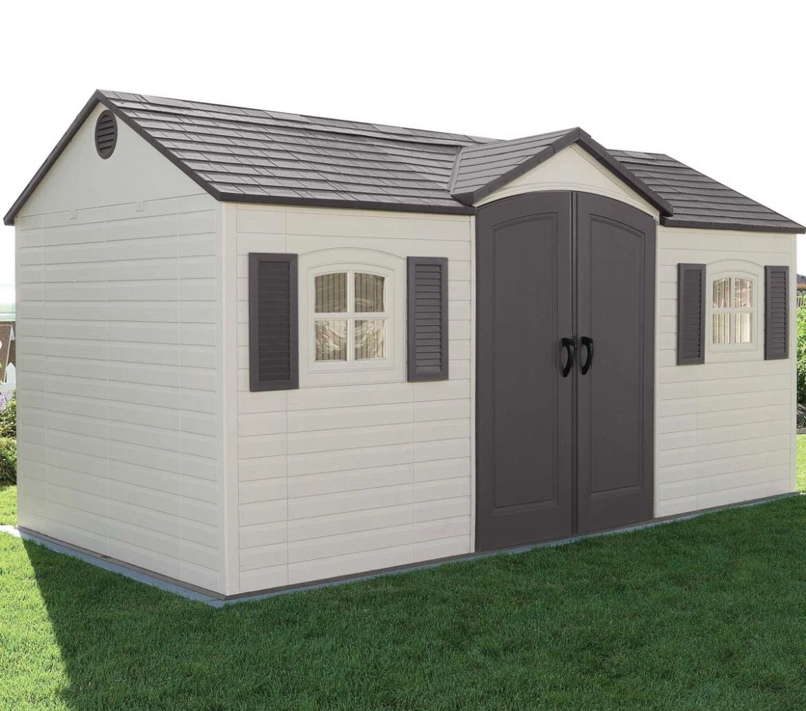 Lifetime 15 Ft. x 8 Ft. High-Density Polyethylene (Plastic) Outdoor Storage Shed with Steel-Reinforced Construction