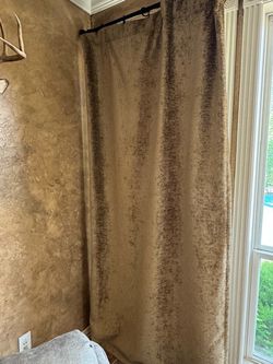 Custom Made Designer Drapery Curtains – Set of 3 – Textured Khaki
