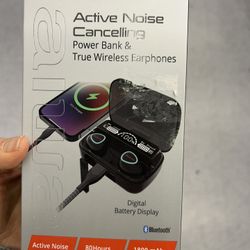NWT AIWA Bluetooth Active Noise Cancelling Earphones with Power Bank