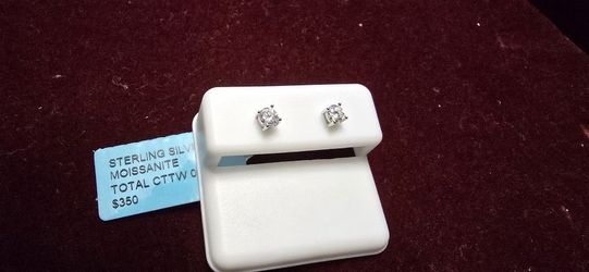 4mm VVs1 Moissanite Stud Earrings Set In Sterling Silver .925
