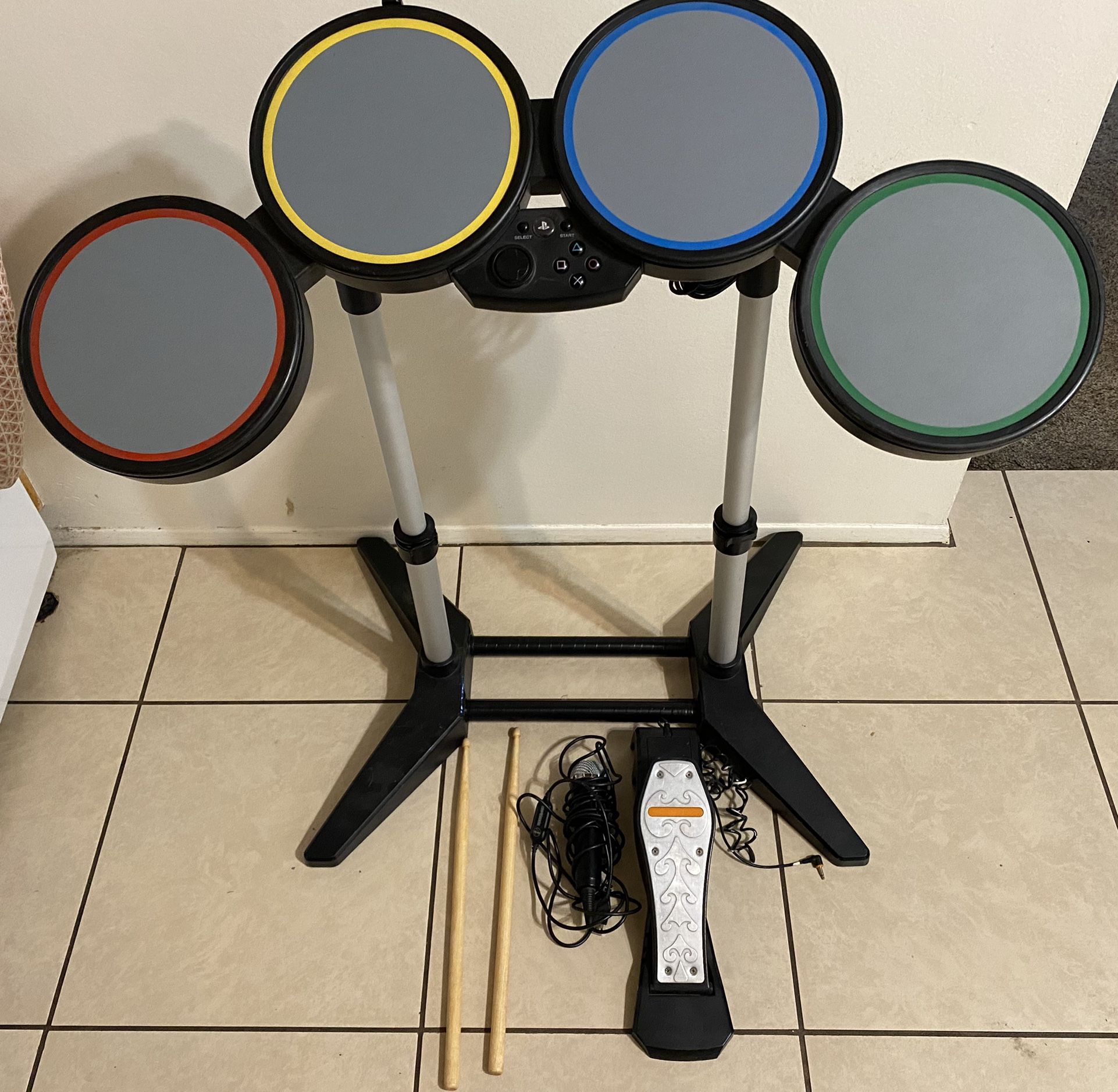 Rock Band Harmonix Wired Drum Kit Set Stand Ps2/Ps3 822148 Playstation Pedal