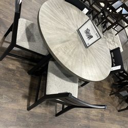 5PC Gray/ Black Dining Table Set