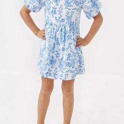 Lilly Pulitzer Girls Mini Knoxlie Dress in Resort White Tall Tales - Size 4