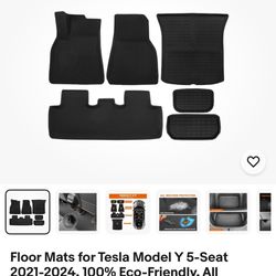 Floor Mats for Tesla Model Y 5-Seat 2021-2024, 100% Eco-Friendly, All Weather...