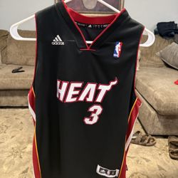Adidas NBA Miami Heat Dwayne Wade #3 Black Jersey Youth Large 14-16 +2 Length