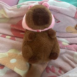 Capybara plushy with bunny hat, not used