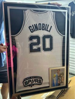 Ginobili signed shoes and jersey set.
