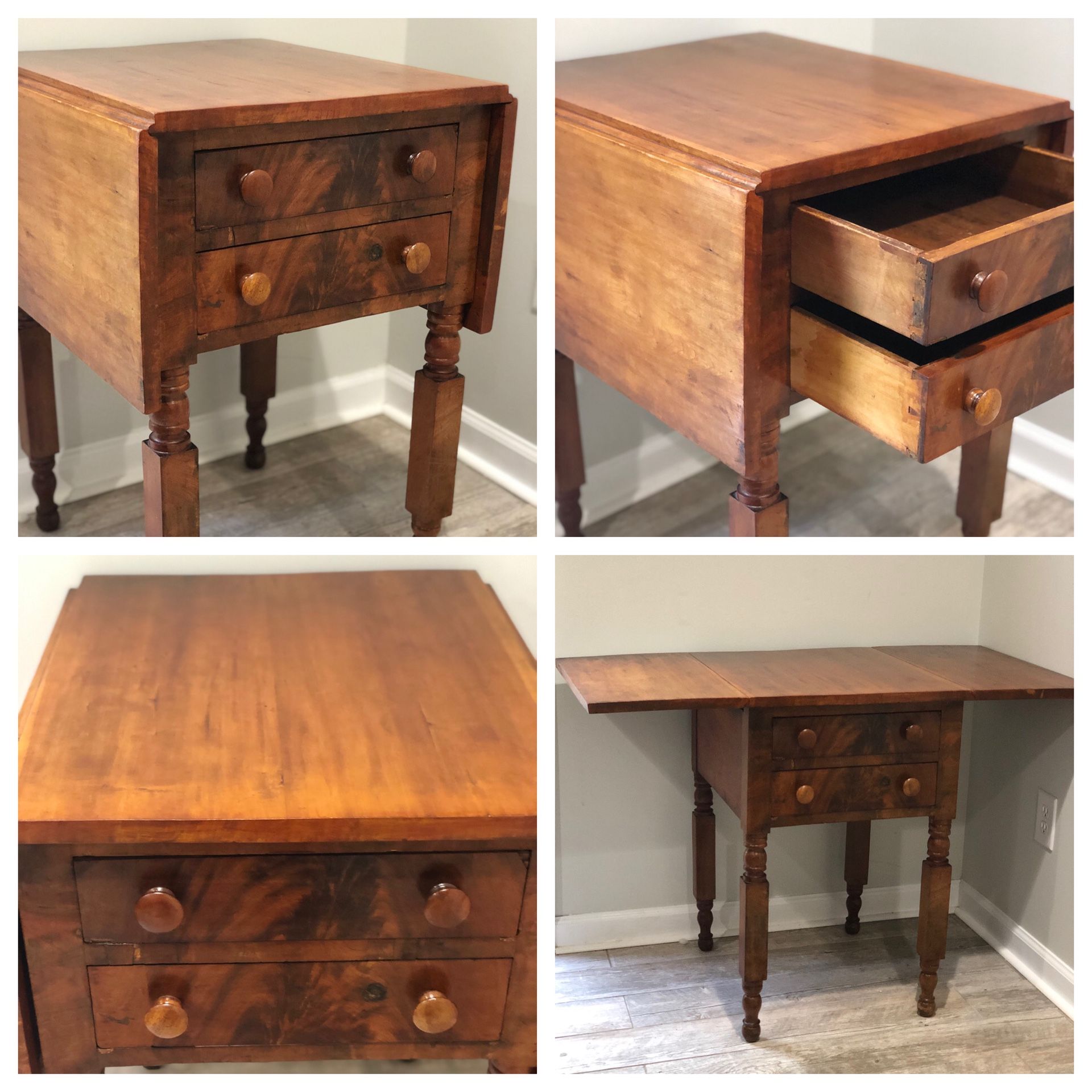 Vintage drop leaf end table ( 29H x 21 1/2 D x 30L )