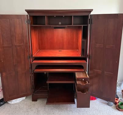 Over $2000 New! Solid Wood Closing Desk And Solid Wood Bookshelf