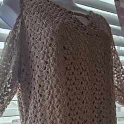 $25.00 - Women Blouse, Tunic Style By JM Collection, Off-Shoulder Accent & More! Tan Lining/Size XL!