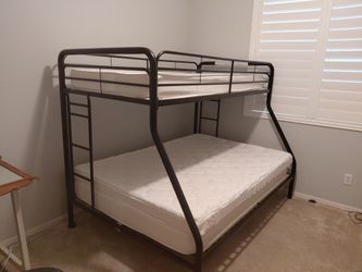 Black Metal Twin over Full Bunk Bed with Mattresses