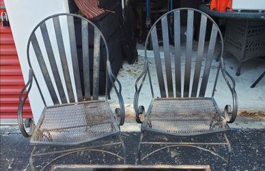 Woodard Style Wrought-iron Iron Fan Back Spring Chairs