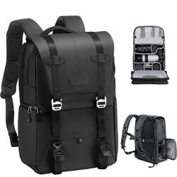 K&F CONCEPT Camera Backpack, Camera Bags for Photographers Large Capacity Camera Case with Raincover,15-15.6 Inch Laptop Compartment Compatible for Ca