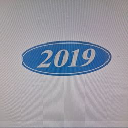 2019 Car Dealer Windshield Sticker. Oval 4 Digit Blue&white