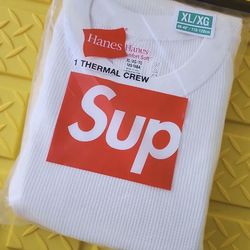 SUPREME X HANES THERMAL CREW - XL