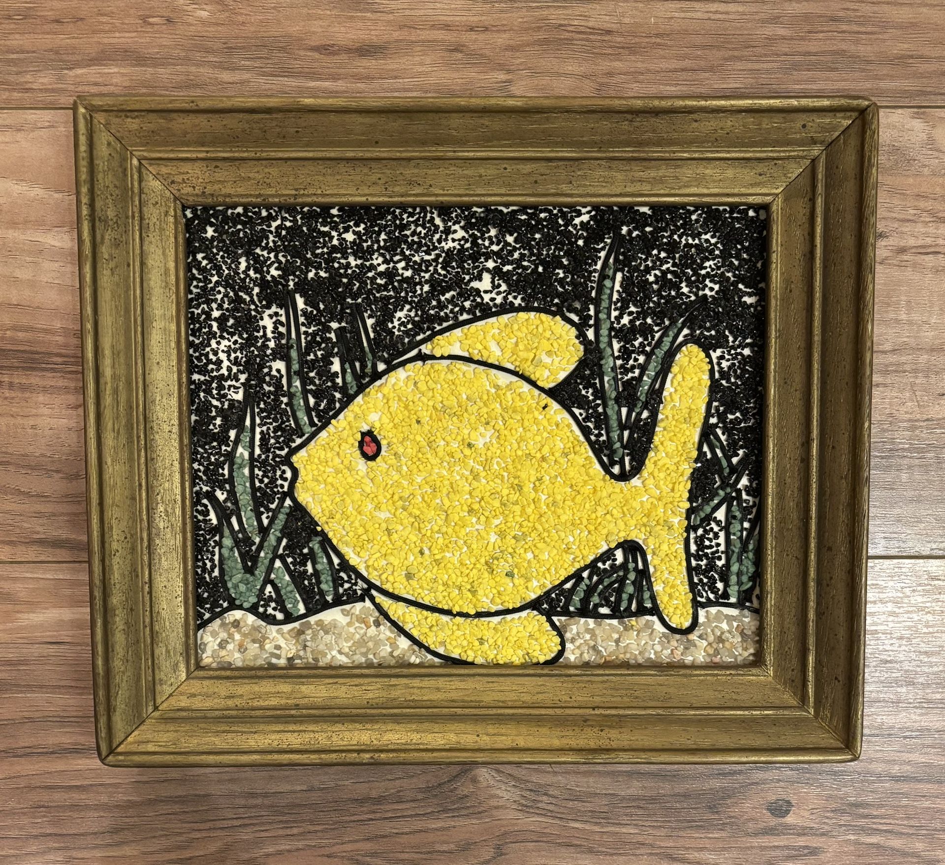 Vintage Mosaic Framed Fish Art