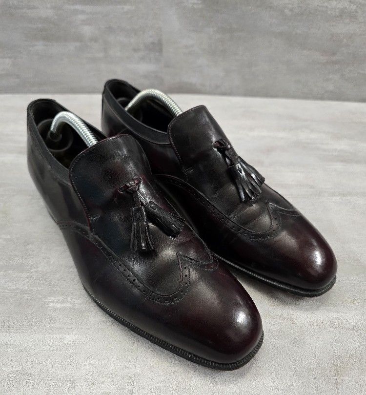 Johnston Murphy Aristocraft Mens Burgundy Leather Tassel Slip-On Loafers Size 9