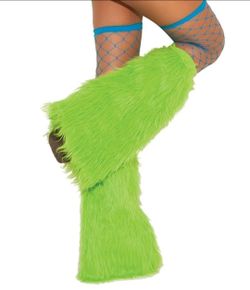 Faux Fur Leg Warmers for Women Fuzzy Furry Boot Covers Fluffy Boot Green and light green