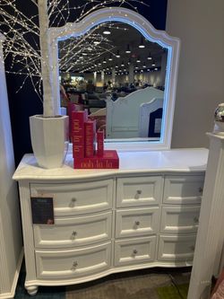 White Full Bed Frame with LED Headboard