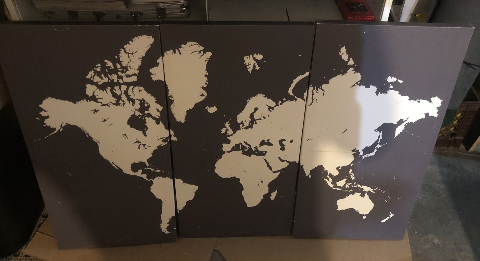 3 Piece World Map Canvas Print