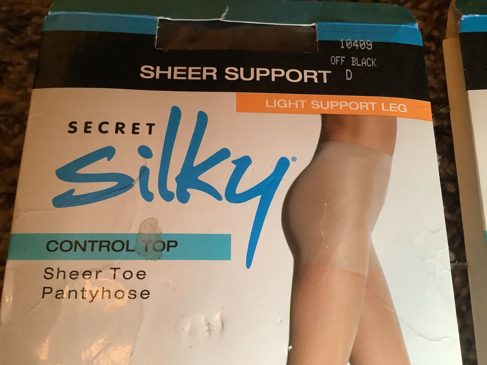 Lot of 2 - Secret Silky control top pantyhose, color off black