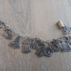 Vintage Sterling Silver MICHIGAN Landmark Charm Bracelet by Heritage Company