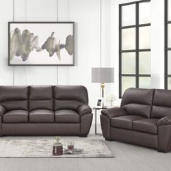 SALE💎3pc Brown Sofa Set (Sofa-Love and Chair)