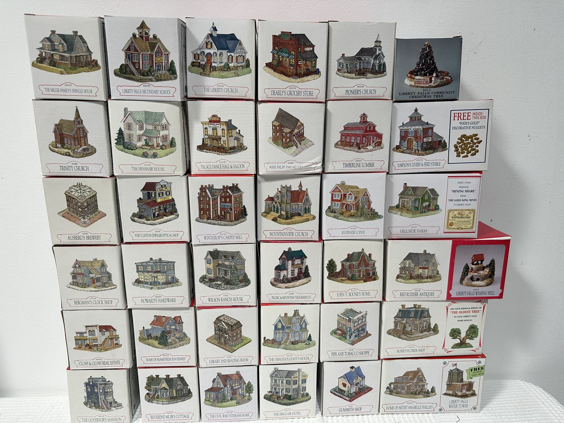 The Liberty Falls Collection- Vintage Holiday/Christmas Village. 36 boxes