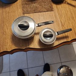 1 And 4 Quart Pots With Lids USA Stainless Steel 