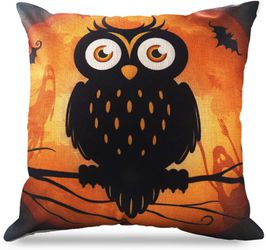 Brand New Halloween Throw Pillow Covers 18 x 18 Inch Owl/Bat/Witch/Castle Theme Sofa Home Decorative Cushion Pillow Case Bedroom Living Dining Seat Thumbnail