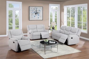 2 Piece Recliner Sofa & Recliner Loveseat-$650.00 (Recliner Chair-$215.00) – Ivory Color