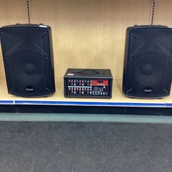 Exoton S-1202 Bluetooth Powered Mixer w/ 2 Speakers