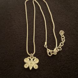 16-18” SilverTone Necklace With Butterfly Pendant,by Monet/PALE NIED