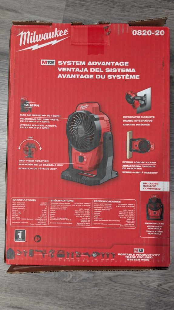 M12 FAN WITH INCLUDED BATTERY-NEW