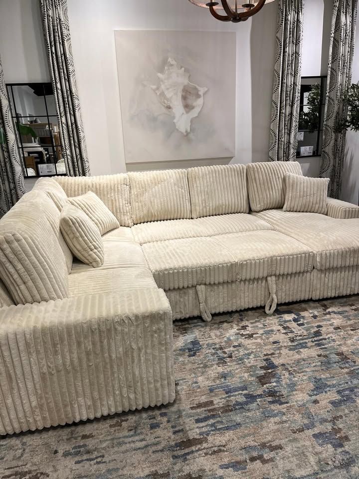 Large, Versatile Soft Jumbo Corduroy Sleeper Sectional Sofa