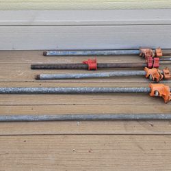 5 Pipe  Clamps 3 Are 22", One  Is 30" And Other Is 38"