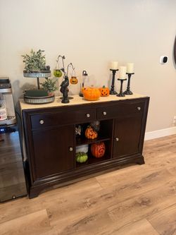 Dark Brown Wood Buffet Sideboard Cabinet